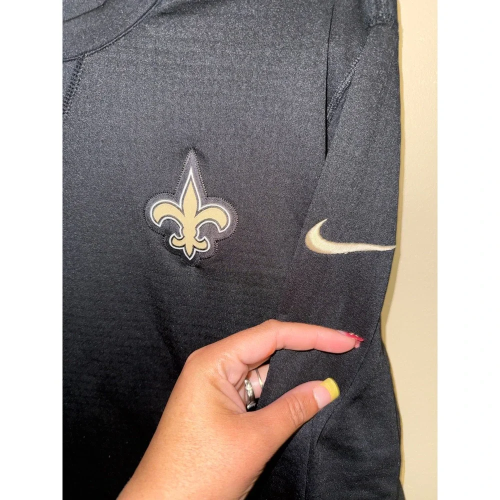 Men Nike Black New Orlean Saint 2023 Sideline Throwback Waffle Long Sleeve Top L